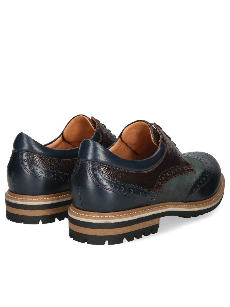 Men's shoes, brogs, grain leather and velour, unique design Men's shoes, brogs, grain leather and velour, unique design