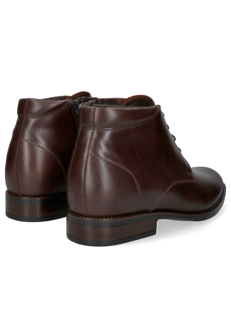Men's growth enhancing brown grain leather boots, Conhpol, Konopka shoes