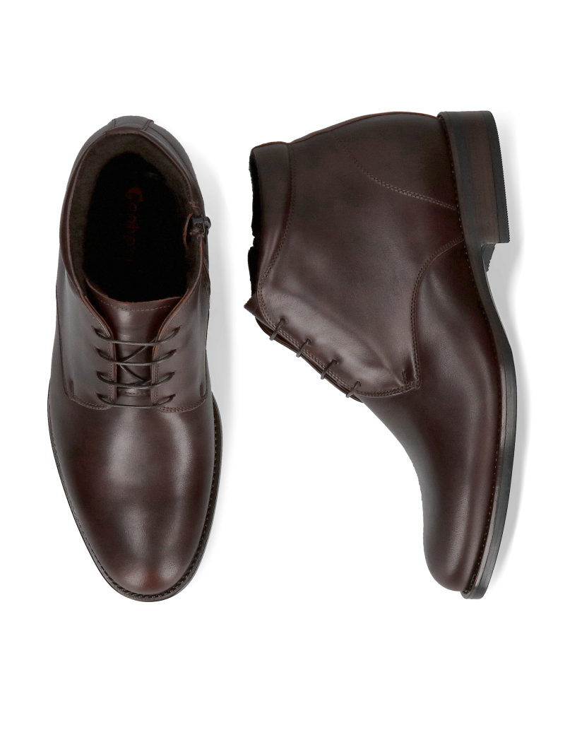 Men's growth enhancing brown grain leather boots, Conhpol, Konopka shoes