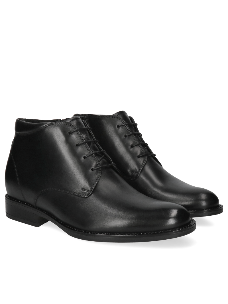 Black elevator shoes Brus II +7 cm, Conhpol - Polish production, Boots, CH6239-02, Konopka Shoes