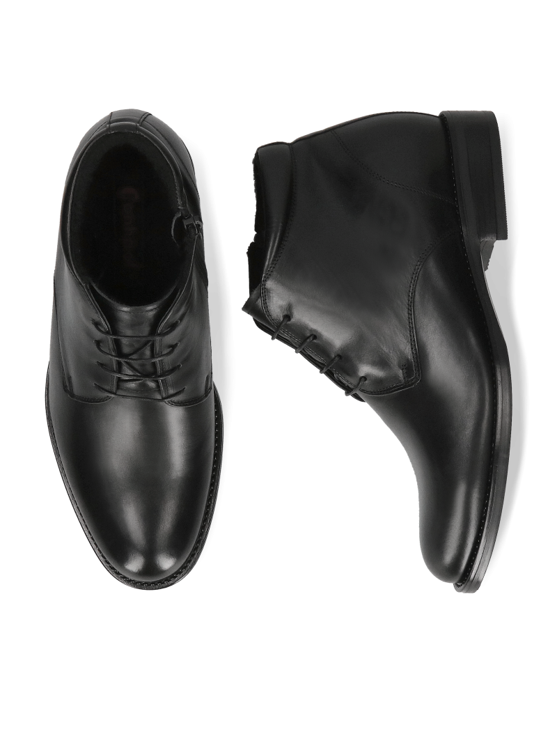 Men's leather shoes elegant, boots raising winter boots