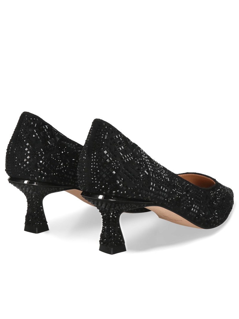 Women's suede stilettos with crystals, luxury accessory Women's suede stilettos with crystals, luxury accessory