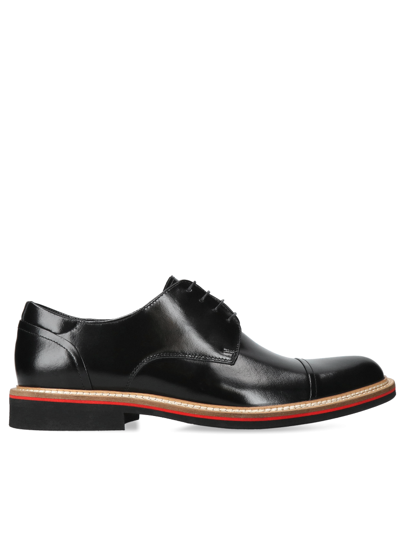 Black casual, shoes Oscar, Conhpol - Polish production, Derby, CE6316-01, Konopka Shoes
