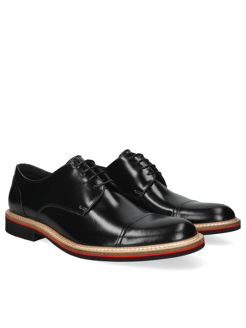 Black casual, shoes Oscar, Conhpol - Polish production, Derby, CE6316-01, Konopka Shoes