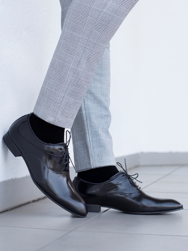 Black Shoes Kevin, Conhpol - Polish production, CE4602-01, Oxford shoes, Konopka Shoes