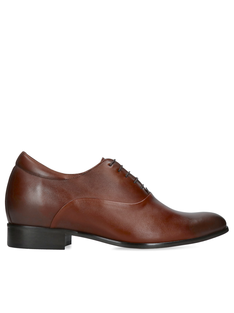 Brown elegant elevator shoes, Oxford shoes, Conhpol - Polish production, CH0437-06, Konopka Shoes