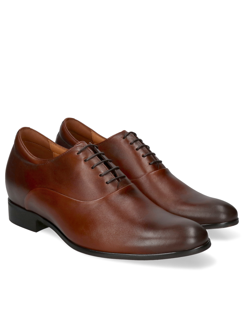 Elegant oxfords raising height, Polish leather shoes