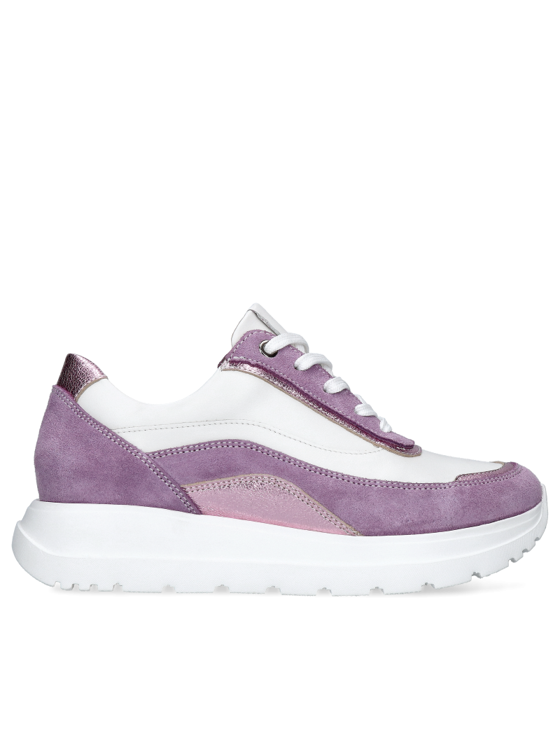 White-purple women's leather sneakers, Kampa, KP0017-01, Sneakers, Konopka Shoes