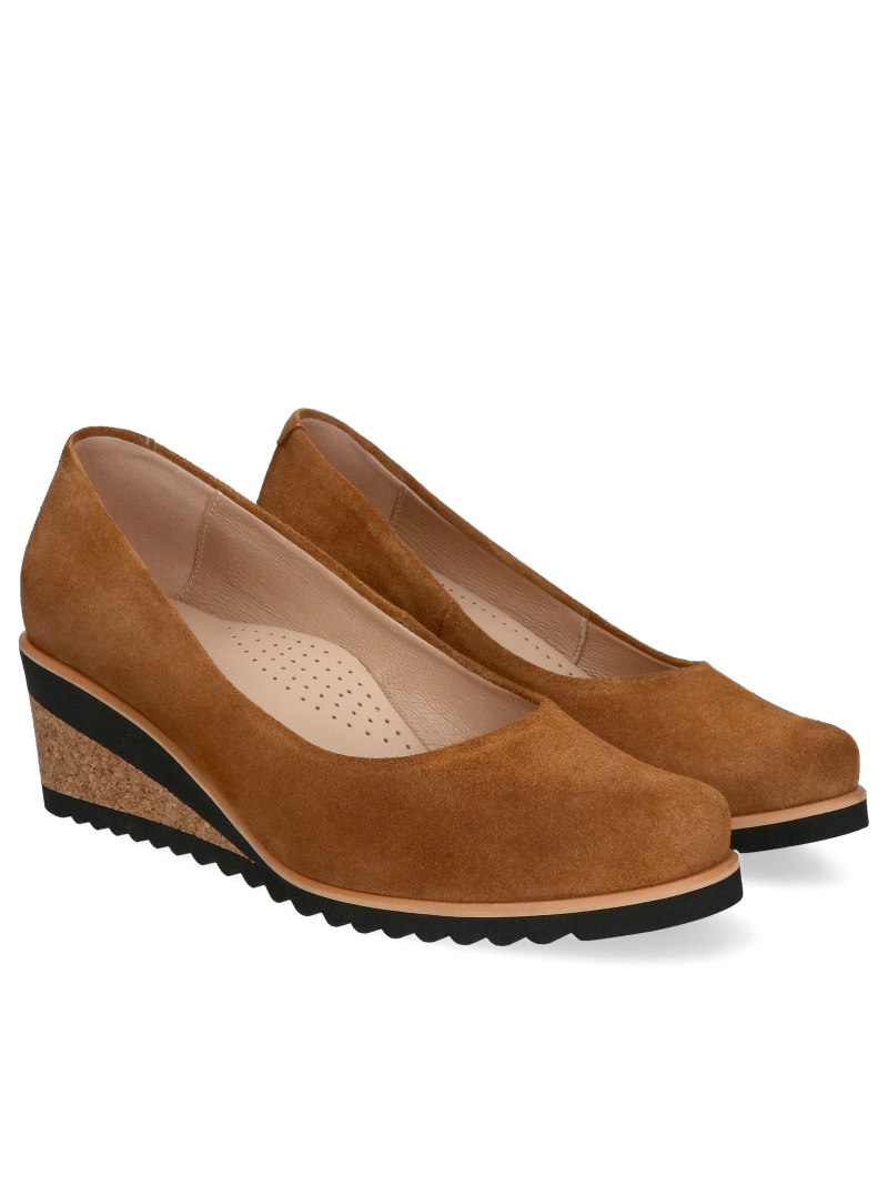 Brown, suede leather pumps Alice, Conhpol Relax - Polish production, RE0166-17, Pumps, Konopka Shoes