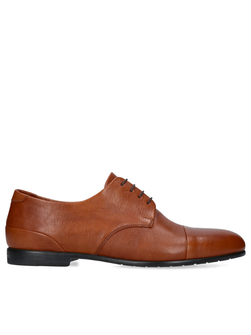 Brown, leather derby shoes Mauro, Conhpol - polish production, CE6387-01, Derby shoes, Konopka Shoes