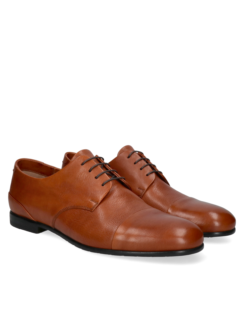 Brown, leather derby shoes Mauro, Conhpol - polish production, CE6387-01, Derby shoes, Konopka Shoes