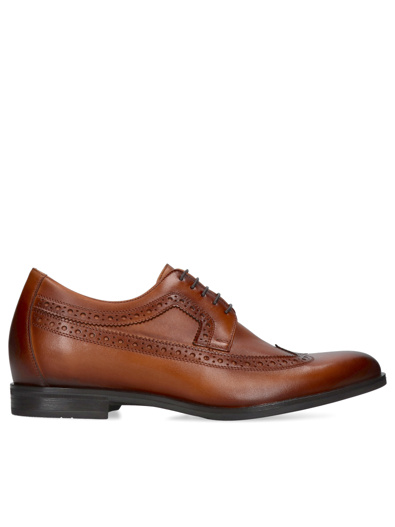 Brown, leather elevator shoes Luis +7 cm, Conhpol - polish production, Derby shoes, CH6384-01, Konopka Shoes