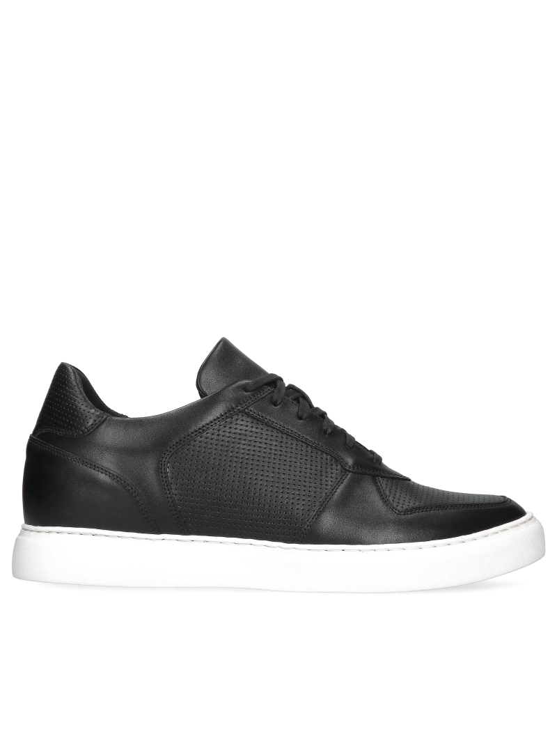 Black, leather elevator sneakers Xavier +6 cm, Conhpol Dynamic - polish production, SH2683-02, Sneakers, Konopka Shoes