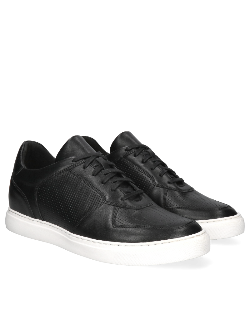 Black, leather elevator sneakers Xavier +6 cm, Conhpol Dynamic - polish production, SH2683-02, Sneakers, Konopka Shoes