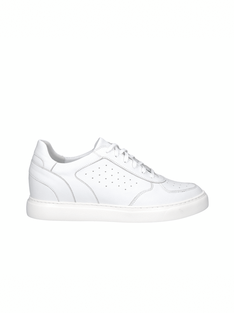 Lightweight white sneakers, invisible elevation, perfect for everyday wear