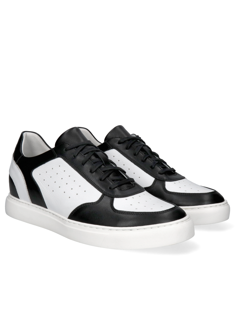 White-black elevator sneakers Xavier +6 cm, Conhpol Dynamic - polish production, SH2685-02, Sneakers, Konopka Shoes