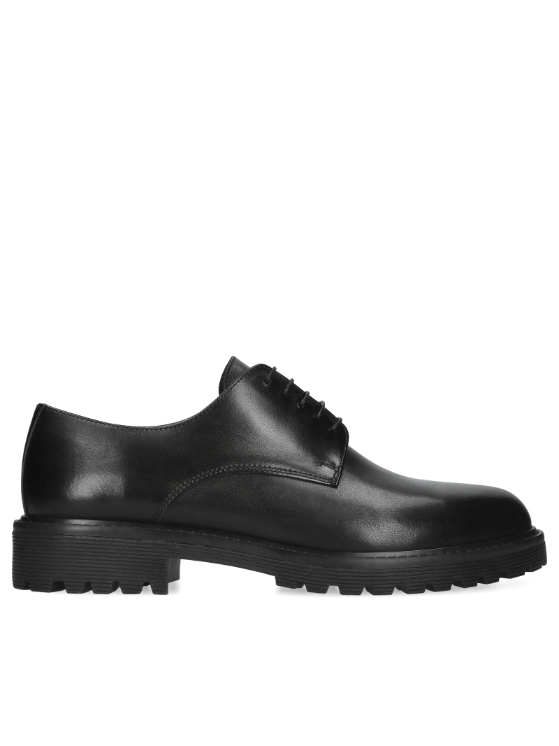 Black, leather derby shoes Lukas, Conhpol - Polish production, CE6396-01, Shoes, Konopka Shoes
