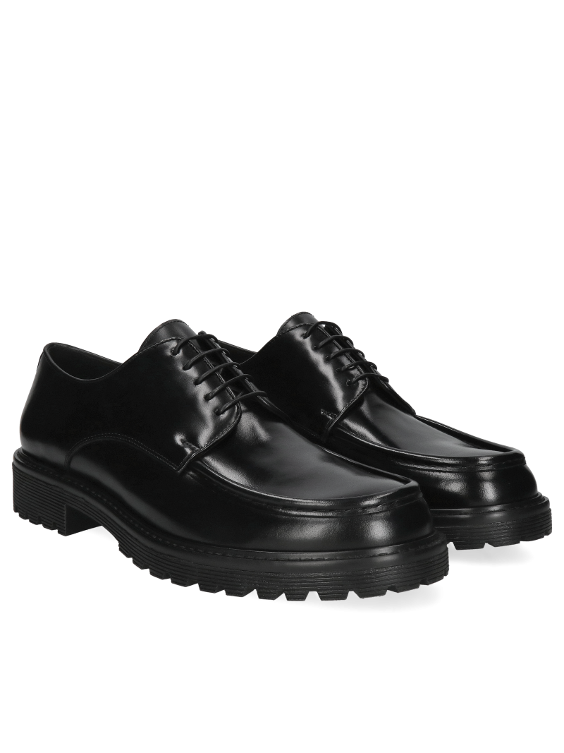 Black, men’s leather derby shoes Lukas, Conhpol - Polish production, CE6374-02, Shoes, Konopka Shoes