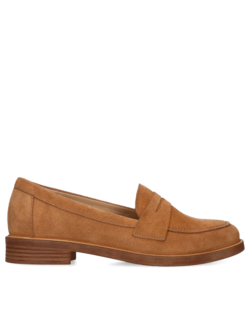 Brown, suede leather loafers Liliana, Conhpol Relax - Polish production, Moccasins and loafers, RE2760-01, Konopka Shoes