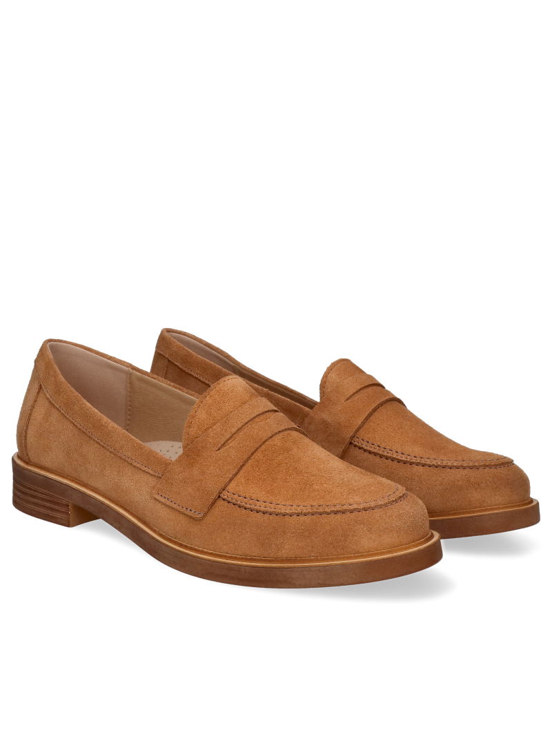 Brown, suede leather loafers Liliana, Conhpol Relax - Polish production, Moccasins and loafers, RE2760-01, Konopka Shoes