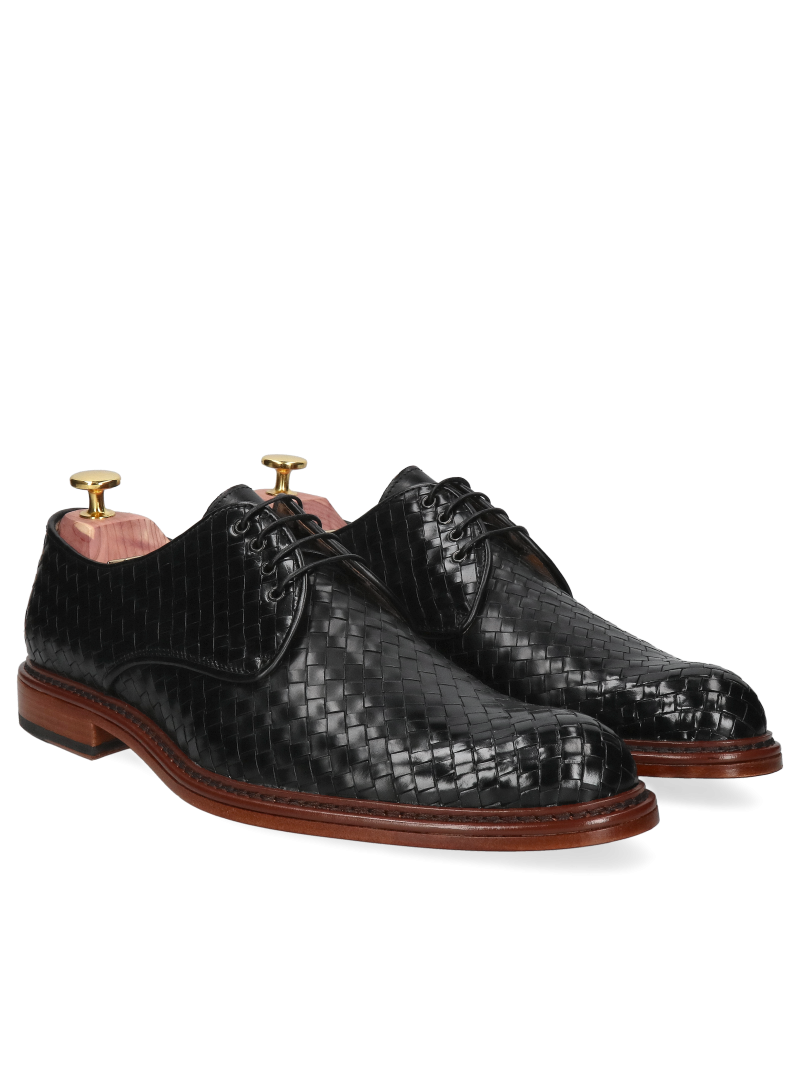 Black shoes Harry - Gold Collection, Conhpol - Polish production, CG0282-01, Derby, Konopka Shoes