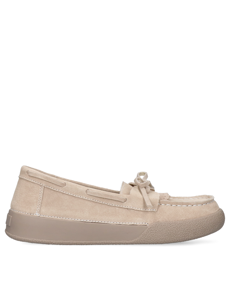 Beige, suede leather moccasins for women Telma, Loafers and moccasins, GG0005-01, Konopka Shoes