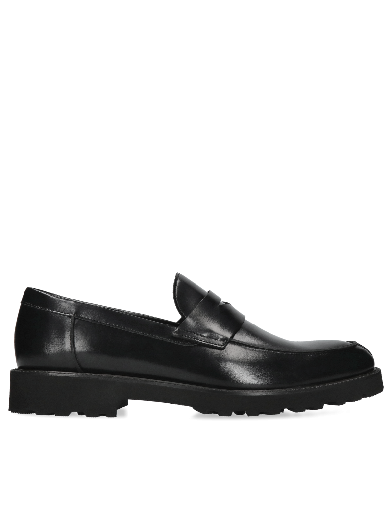 Black, leather loafers for man Henry, Conhpol - Polish manufacture, CE6397-01, Loafers and moccasins, Konopka Shoes