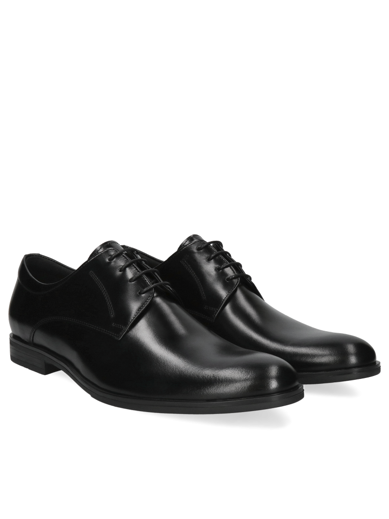 Black, leather derby shoes Richard, Conhpol - Polish production, CE6400-01, Derby shoes, Konopka Shoes