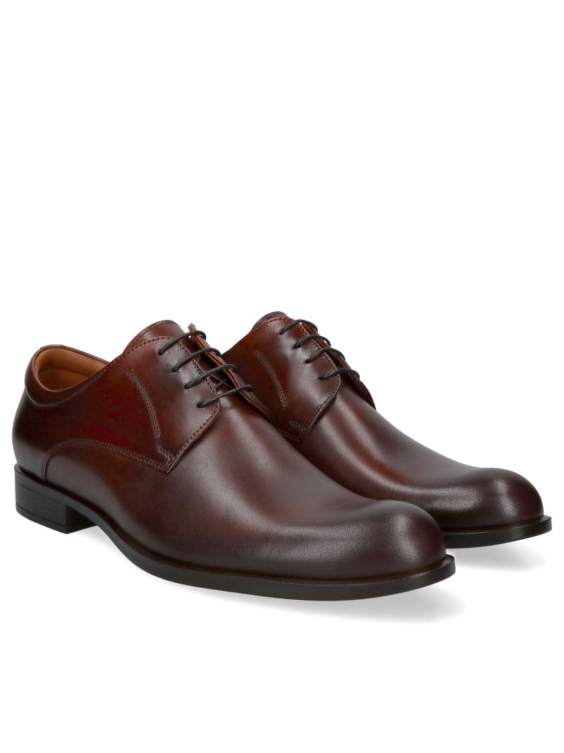 Brown, leather derby shoes Erik, Conhpol - Polish production, CE6401-01, Derby shoes, Konopka Shoes