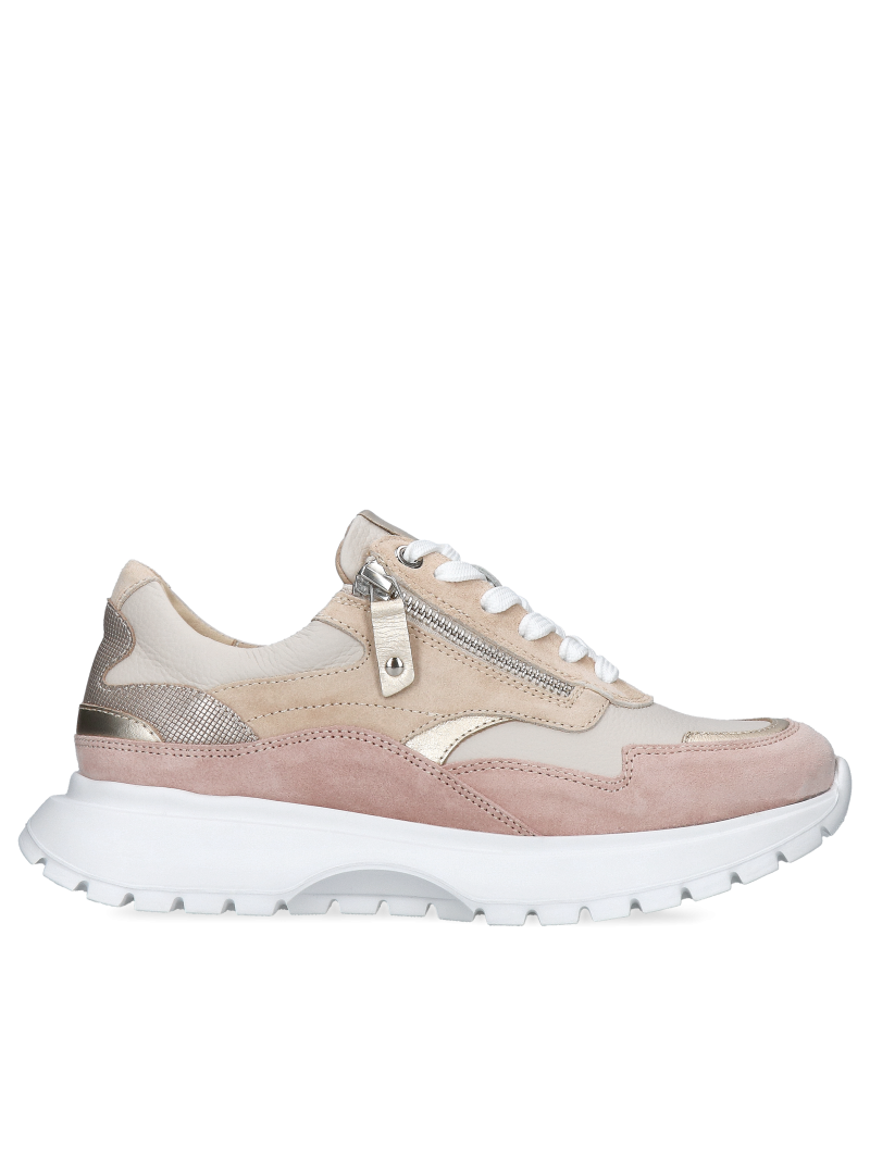 Beige leather sneakers Simone, Kampa - Polish manufacture, Sneakers, KP0016-01, Konopka Shoes