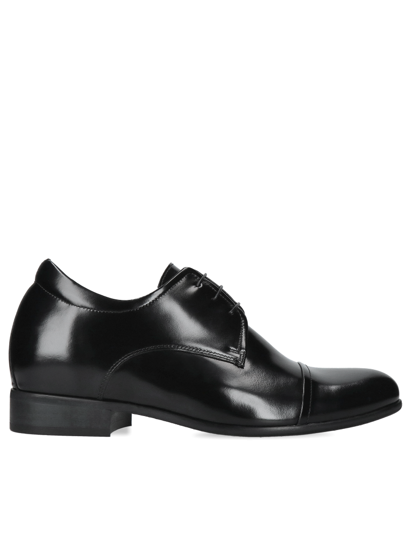 Black elevator shoes Wolter + 7 cm, Conhpol - Polish production, derby, CH0203-01, Konopka Shoes