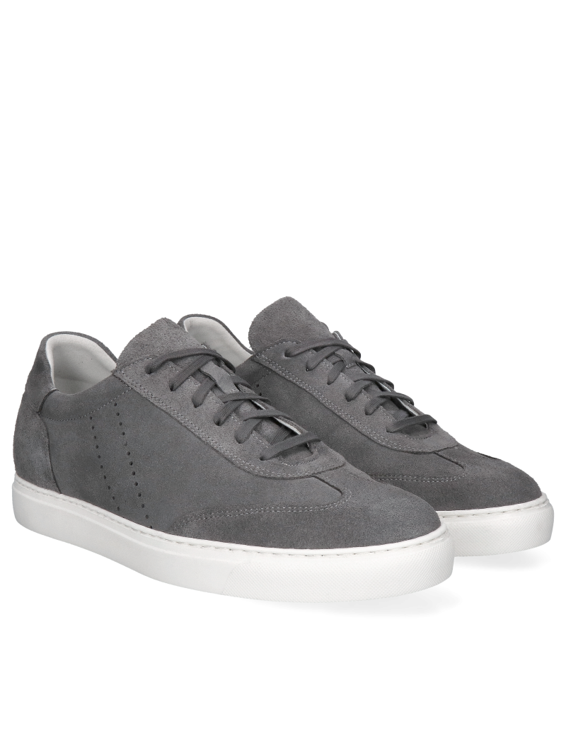 Grey, leather elevator shoes Xavier +6 cm, Conhpol Dynamic - Polish production, SH2684-02, Sneakers, Konopka Shoes