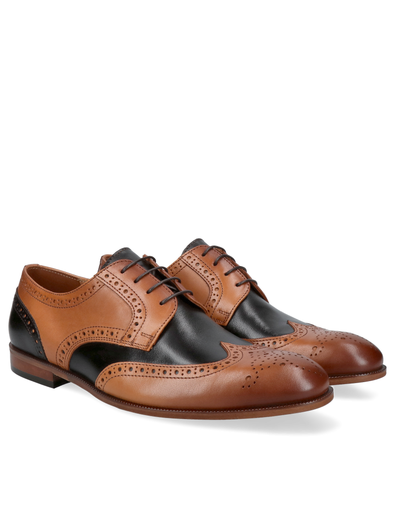 Men's leather shoes, brogues brown and black, hand-painted
