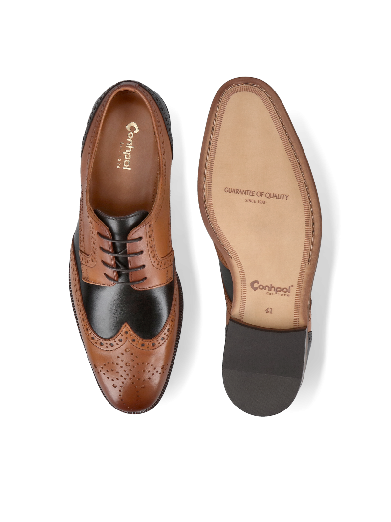 Men's leather shoes, brogues brown and black, hand-painted