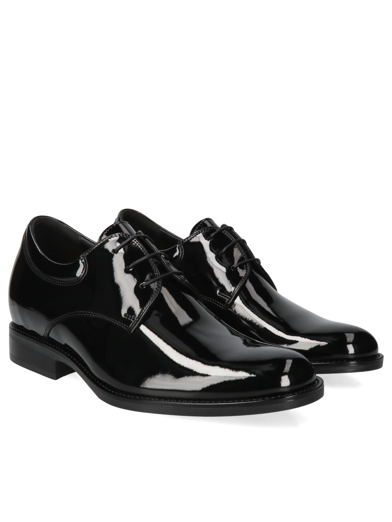Black elevator shoes Bruce +7 cm, Conhpol - Polish production, derby, CH0104-05, Konopka Shoes