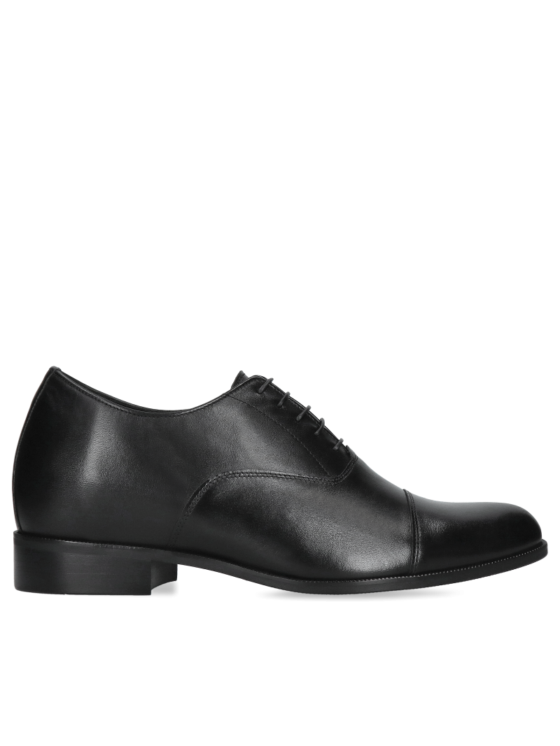 Black elegant elevator shoes Bruce + 7 cm, Oxford shoes, Conhpol - Polish production, CH6229-02, Konopka Shoes