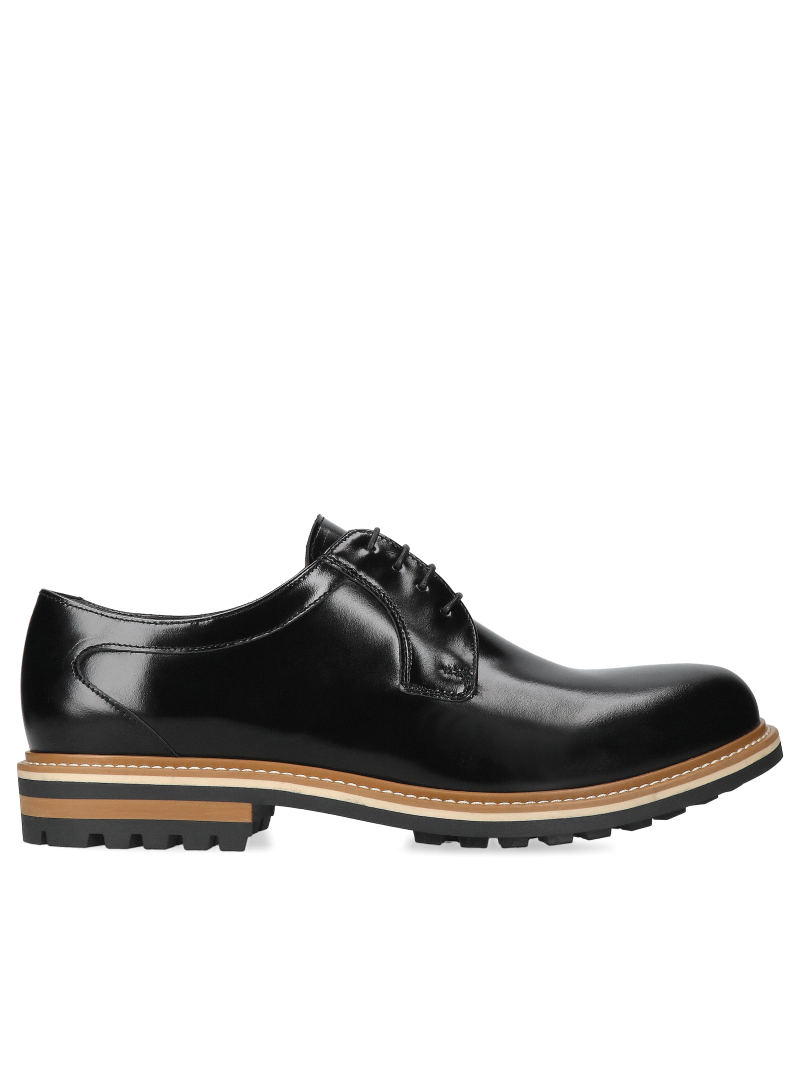 Black casual, shoes Olivier II, Conhpol - Polish production, Derby, CE6315-01, Konopka Shoes