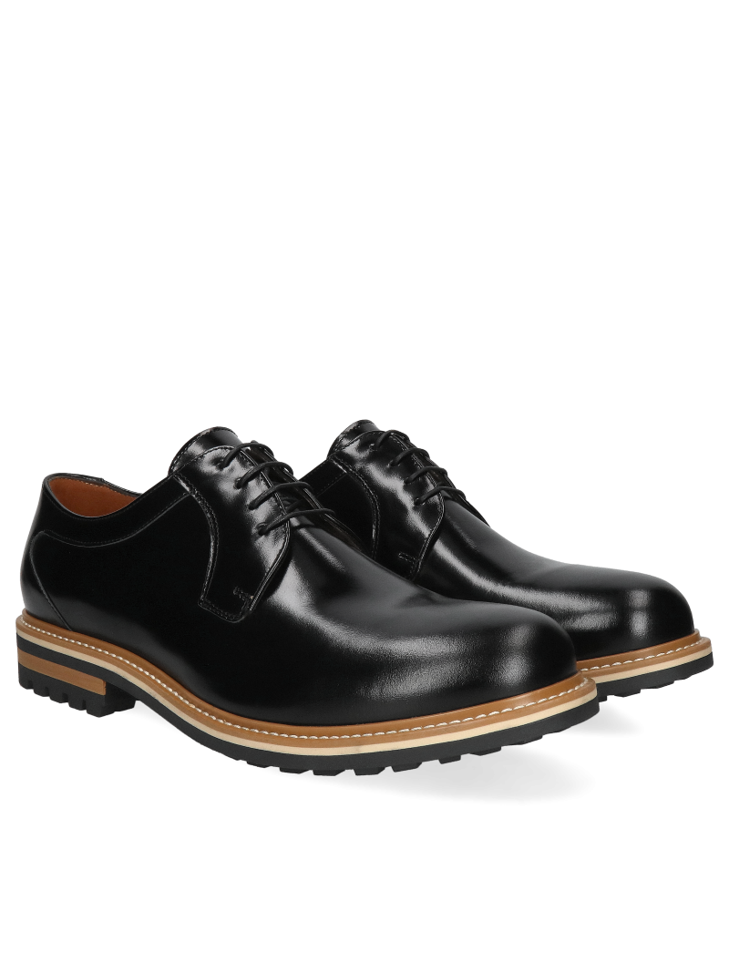 Polish men's leather shoes, black casual, Polish brand Polish men's leather shoes, black casual, Polish brand