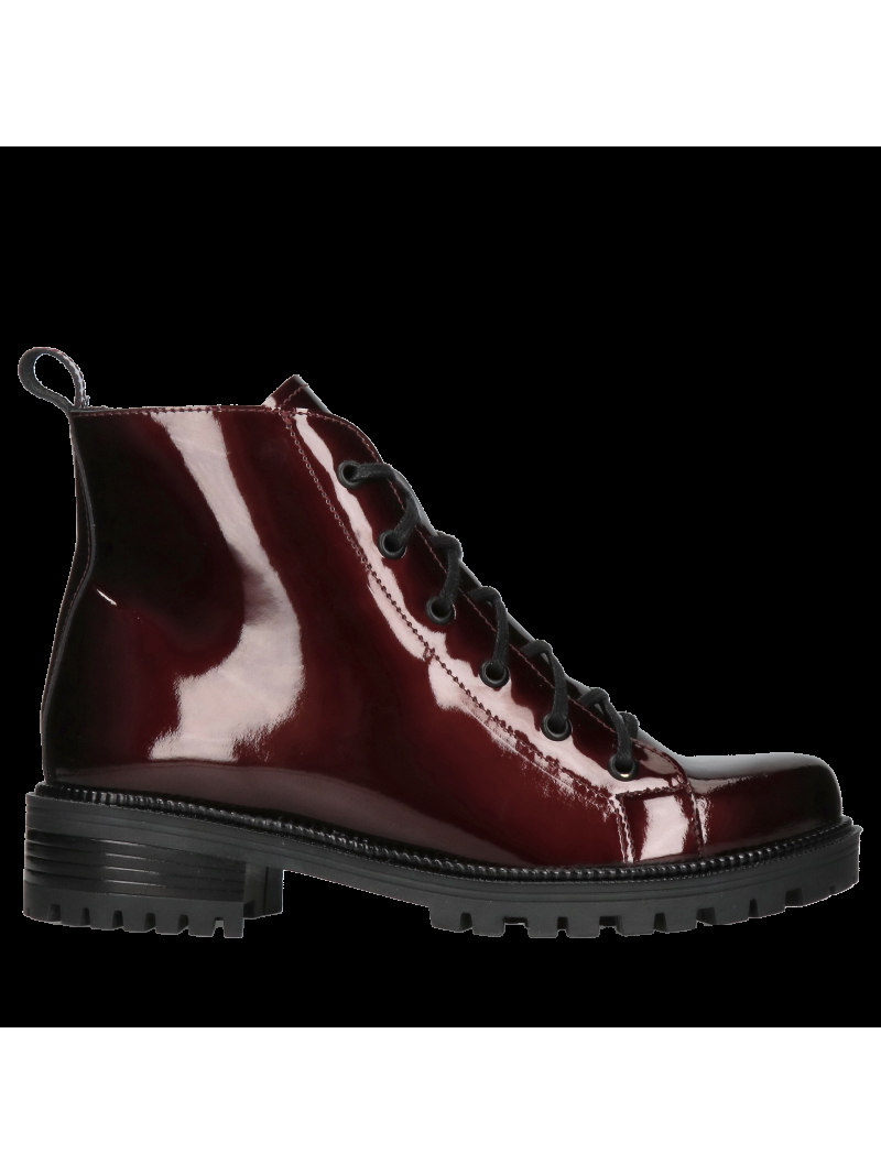 Women's burgundy boots, patent leather shoes, insulated boots, Konopka Shoes