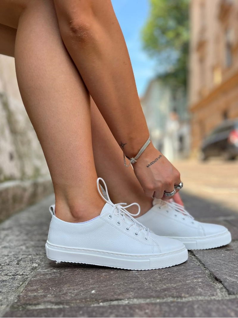 White, leather sneakers Cruz, Kampa - Polish production, KP0020-02, Sneakers, Konopka Shoes