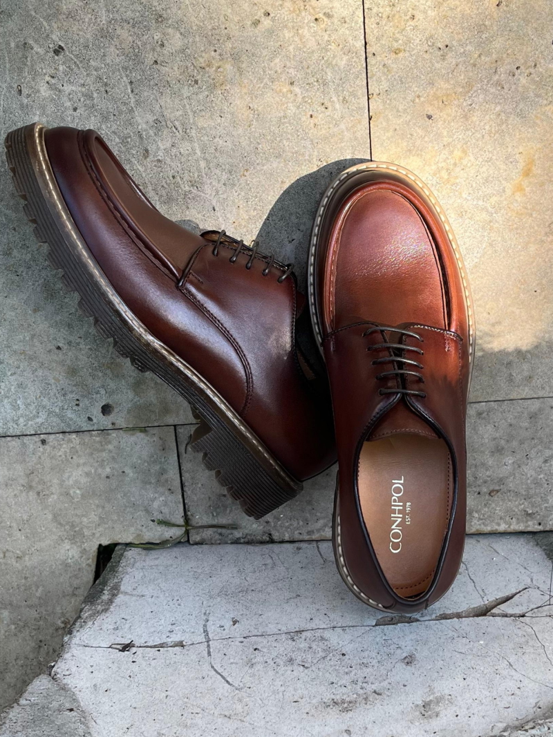 Brown, men’s leather derby shoes Lukas, Conhpol - Polish production, CE6374-01, Shoes, Konopka Shoes