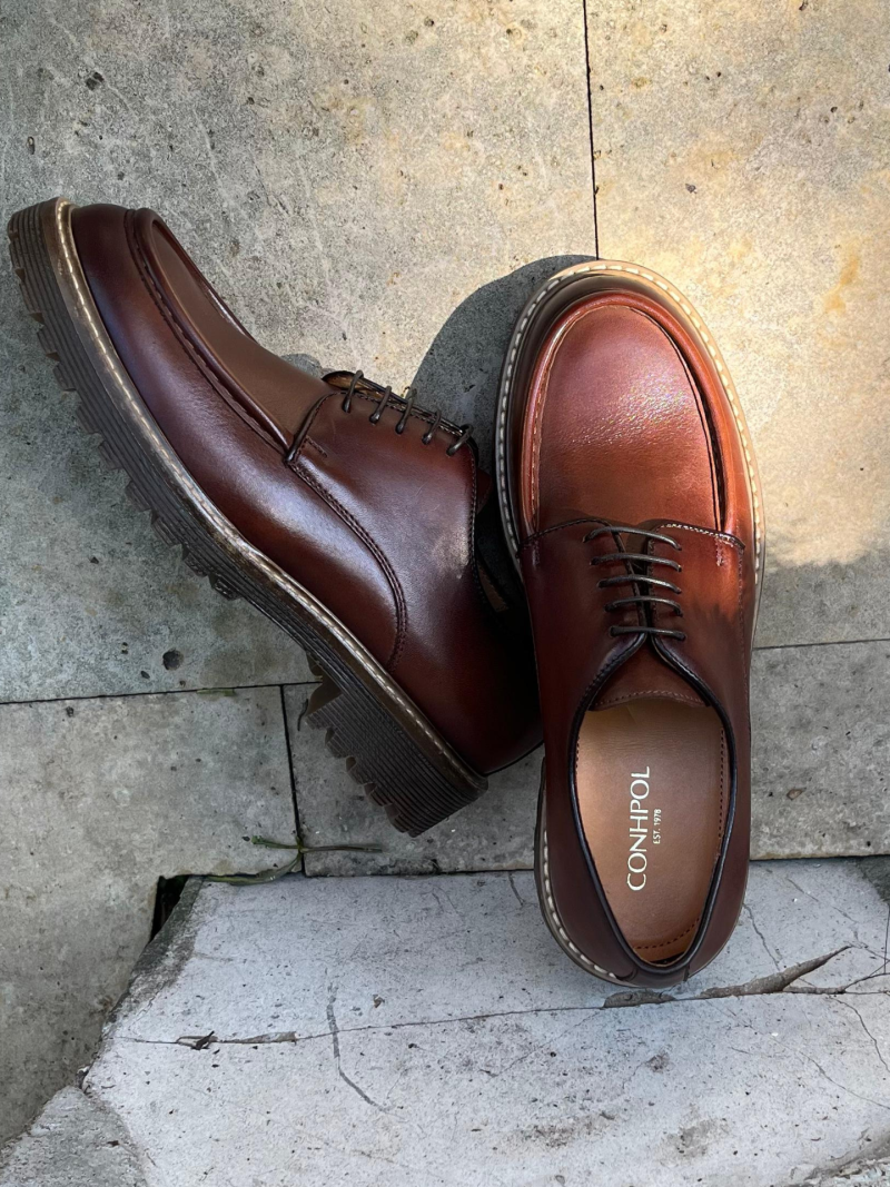 Brown, men’s leather derby shoes Lukas, Conhpol - Polish production, CE6374-01, Shoes, Konopka Shoes