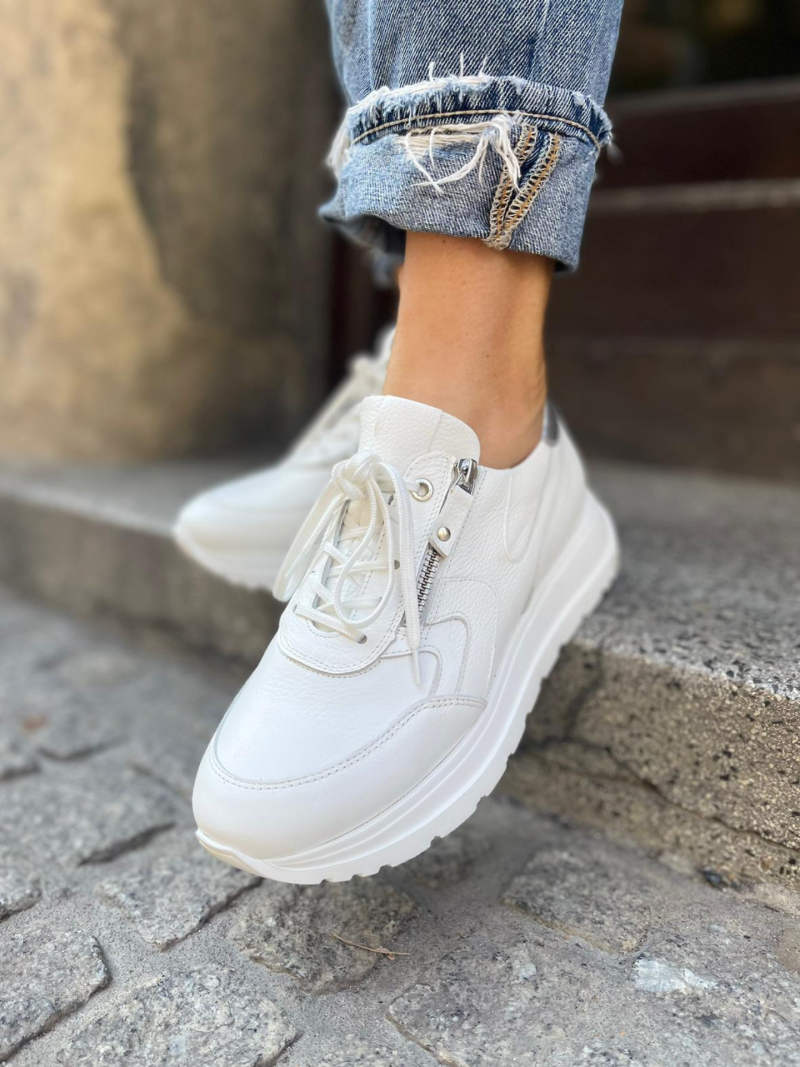 White, leather sneakers Simone, Kampa, Sneakers, KP0015-02, Konopka Shoes