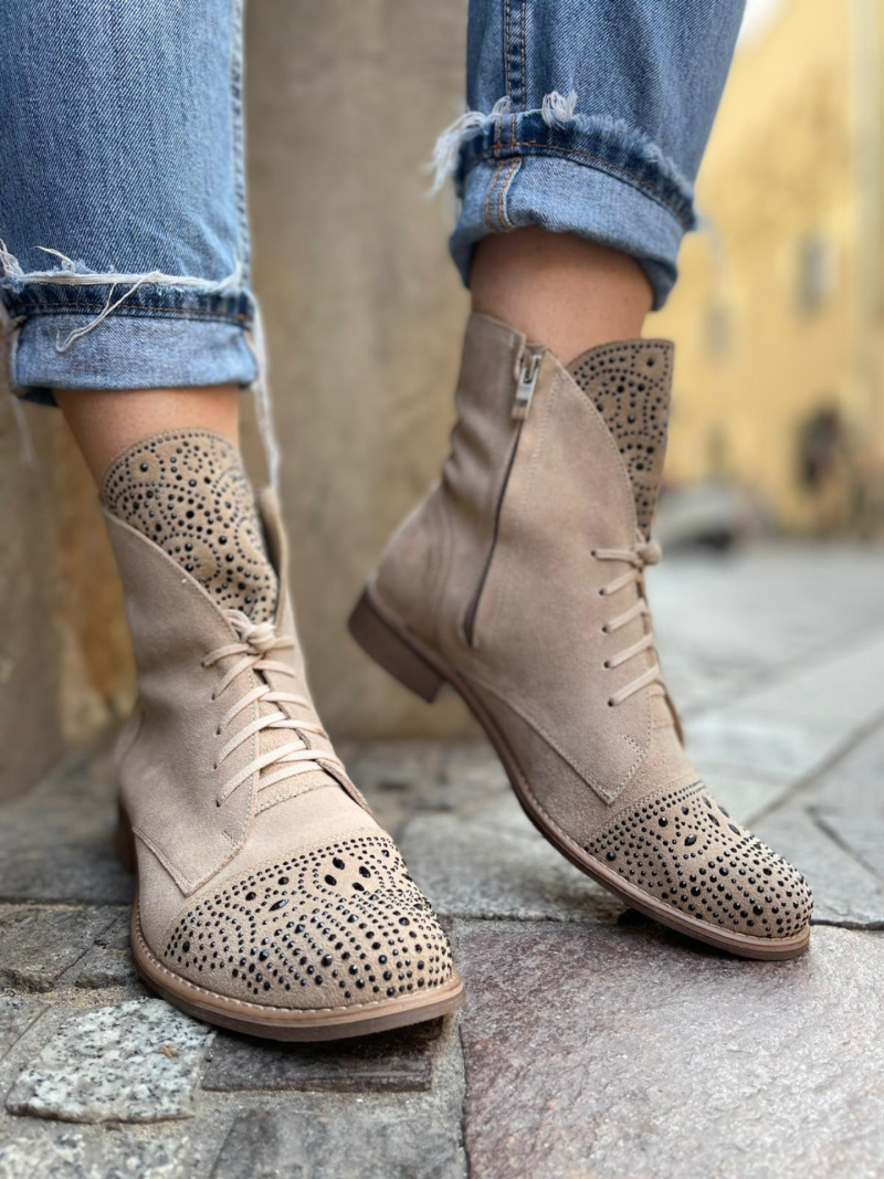 Beige boots Celinka, Ankle boots, DU0016-01, Konopka Shoes