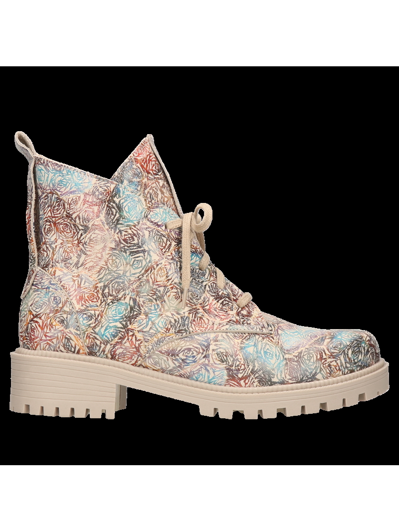 Women's Peppy trappers in natural grain leather decorated with floral motif, Conhpol, Konopka Shoes