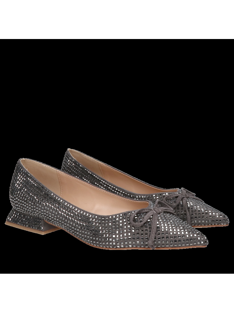 Suede leather ballerinas, beige women's shoes embellished with crystals, Alma en Pena, Konopka Shoes