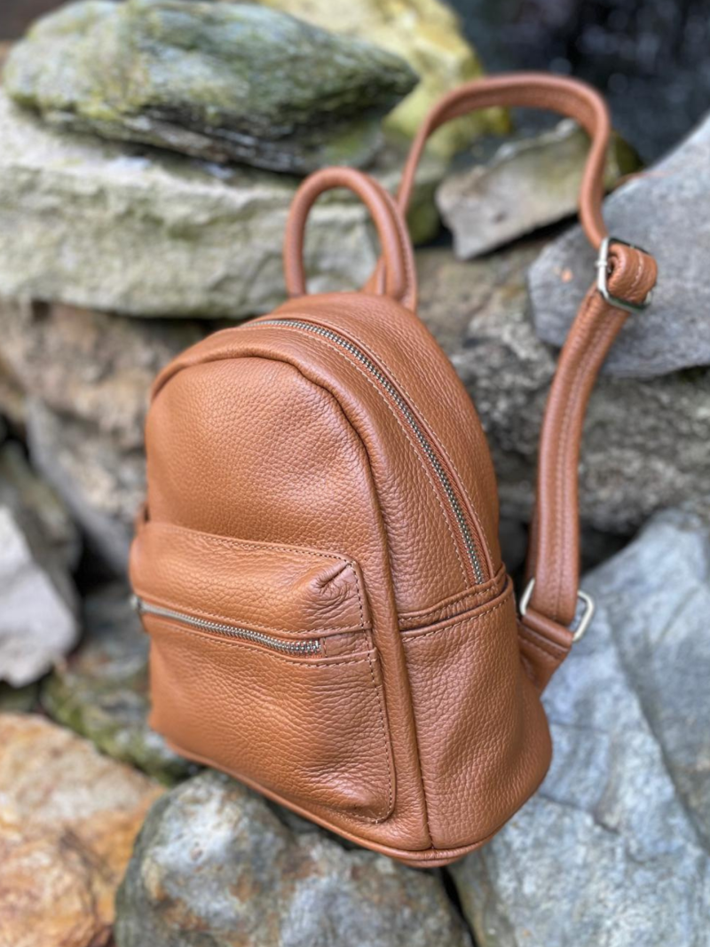 Brown women's backpack leather, elegant classic small roomy for work Konopka Shoes Brown women's backpack leather, elegant classic small roomy for work Konopka Shoes