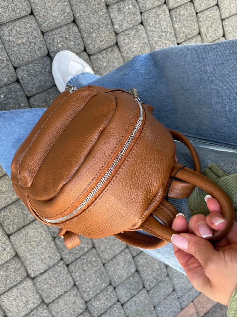 Brown women's backpack leather, elegant classic small roomy for work Konopka Shoes Brown women's backpack leather, elegant classic small roomy for work Konopka Shoes