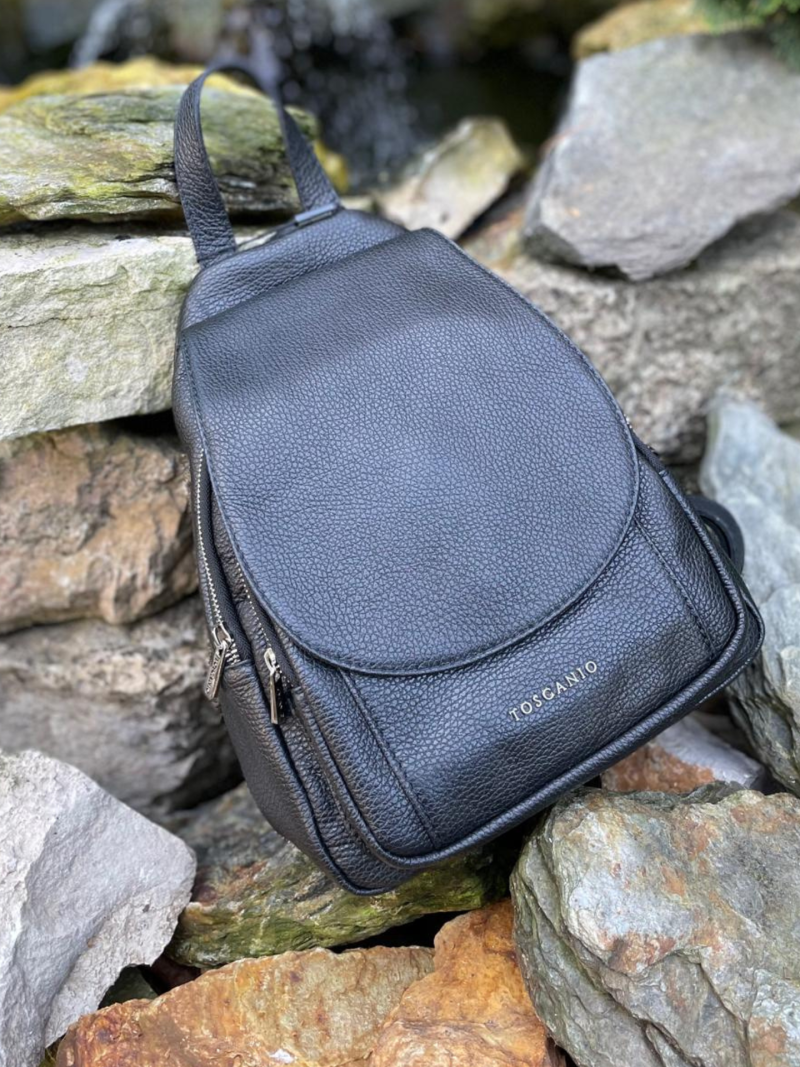 Black women's backpack leather, elegant classic roomy for work Konopka Shoes