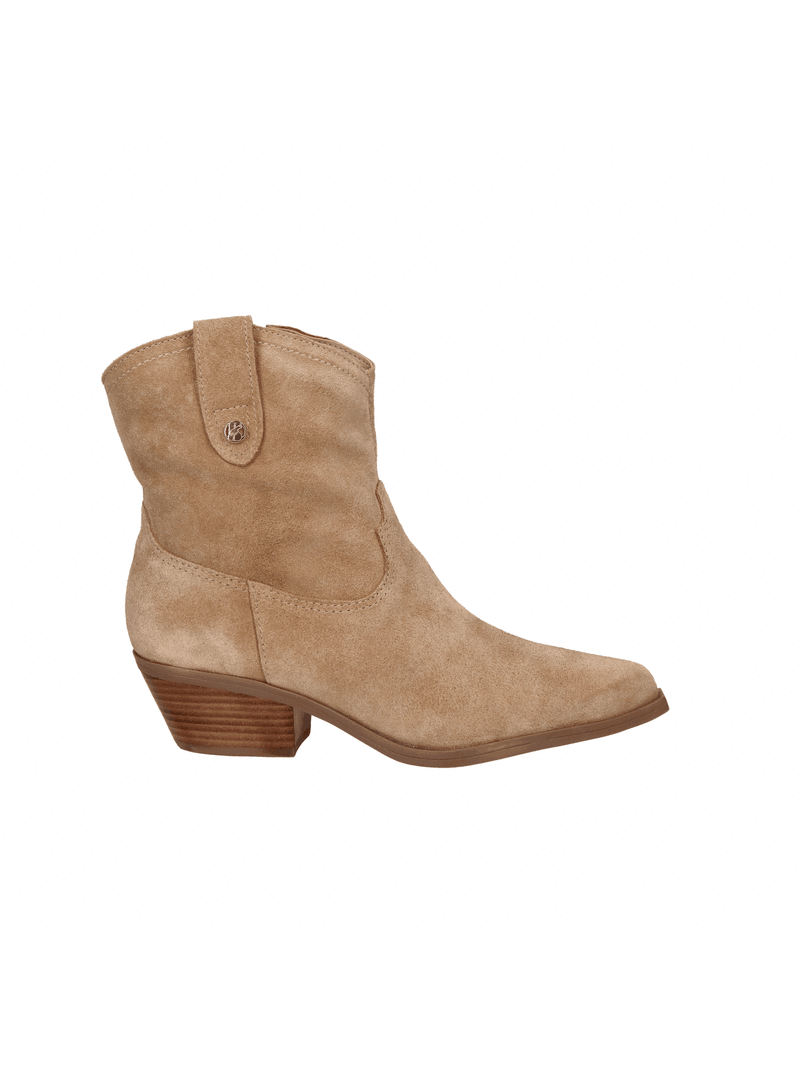 Women's cowboy shoes, brown suede leather boots with low heel, Konopka Shoes